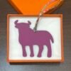 UK London Calf Charm Togo Leather Vert Bambou / Epsom Rose Purple
