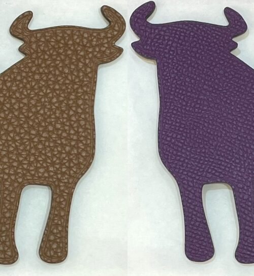 Handmade Calf Charm Gold Togo / Violet Epsom Bag Charm