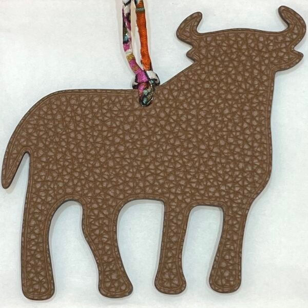 Handmade Calf Charm Gold Togo / Violet Epsom Bag Charm