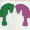 Full Handmade Military Horse Charm Vert Bambou Togo / Rose Purple Epsom Bag Charm