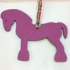 Full Handmade Military Horse Charm Vert Bambou Togo / Rose Purple Epsom Bag Charm