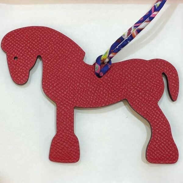 Bag Charm Images Gold Togo Leather / Rouge Casaque Epsom Military Horse Charm