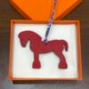 Australia Sydney Military Horse Charm Noir Togo Leather / Rouge Casaque Epsom Leather