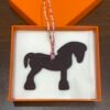 New Arrival Military Horse Charm Bordeaux Togo Leather / Pink Epsom Leather