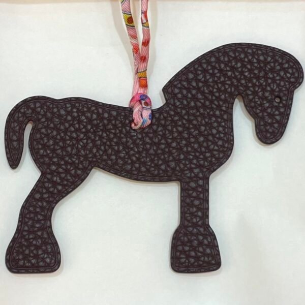 New Arrival Military Horse Charm Bordeaux Togo Leather / Pink Epsom Leather