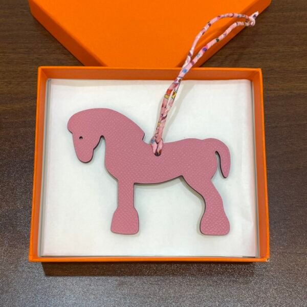 New Arrival Military Horse Charm Bordeaux Togo Leather / Pink Epsom Leather