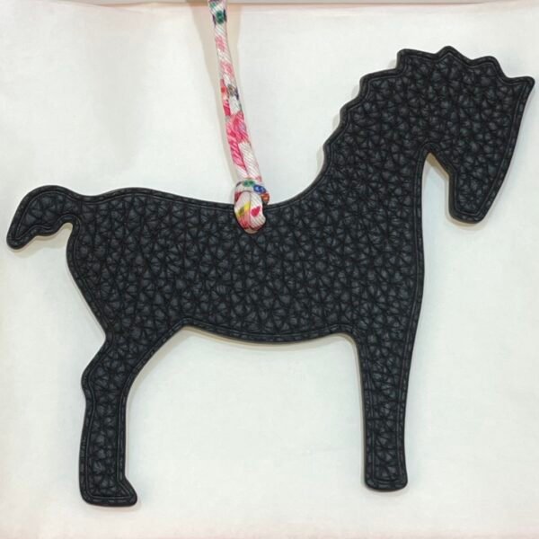 USA New York Pony Charm Togo Noir / Epsom Craie Bag Charm