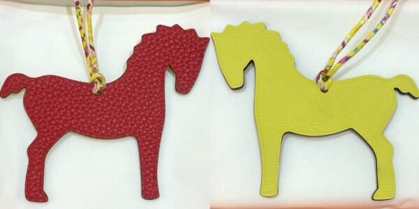 Hong Kong 187 Factory Pony Charm Rouge Casaque Togo / Lime Epsom