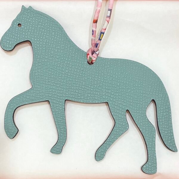 Full Handmade Stepping Horse Charm Togo Rose Confetti / Epsom Blue Atoll