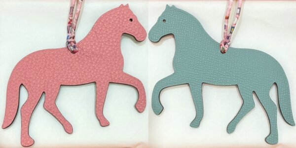 Full Handmade Stepping Horse Charm Togo Rose Confetti / Epsom Blue Atoll