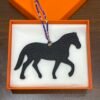 New Arrival Noir Togo Leather / Rouge H Epsom Leather Stepping Horse Charm