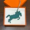 Australia Canberra Knight Horse Charm Epsom Leather Malachite / Togo Leather Orange