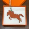 Australia Canberra Knight Horse Charm Epsom Leather Malachite / Togo Leather Orange