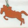 Australia Canberra Knight Horse Charm Epsom Leather Malachite / Togo Leather Orange