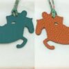 Australia Canberra Knight Horse Charm Epsom Leather Malachite / Togo Leather Orange