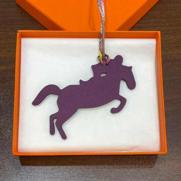 187 Factory Bag Charm Knight Horse Charm Violet Epsom Leather / Blue Lin Togo Leather