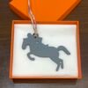 187 Factory Bag Charm Knight Horse Charm Violet Epsom Leather / Blue Lin Togo Leather