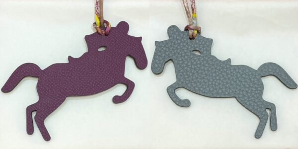 187 Factory Bag Charm Knight Horse Charm Violet Epsom Leather / Blue Lin Togo Leather