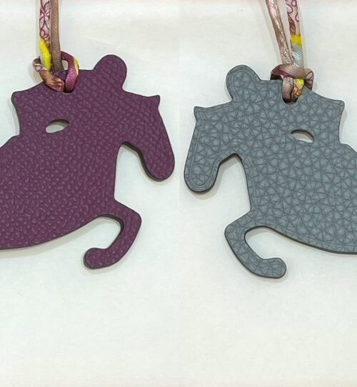 187 Factory Bag Charm Knight Horse Charm Violet Epsom Leather / Blue Lin Togo Leather