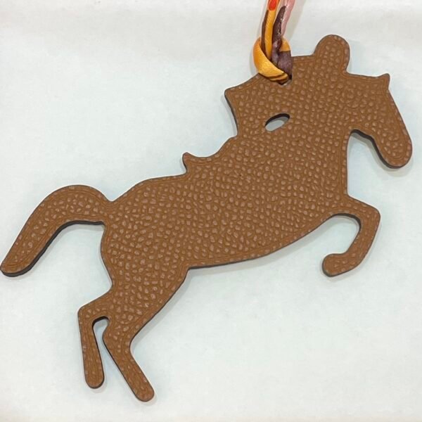 UK London Epsom Leather Gold / Togo Leather Blue Azteque Knight Horse Charm