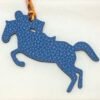 UK London Epsom Leather Gold / Togo Leather Blue Azteque Knight Horse Charm