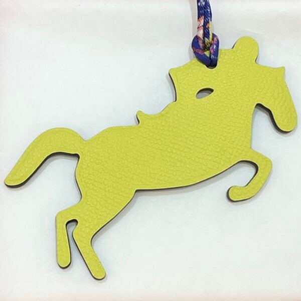 New Arrival Knight Horse Charm Lime Epsom Leather / Blue Saphir Togo Leather