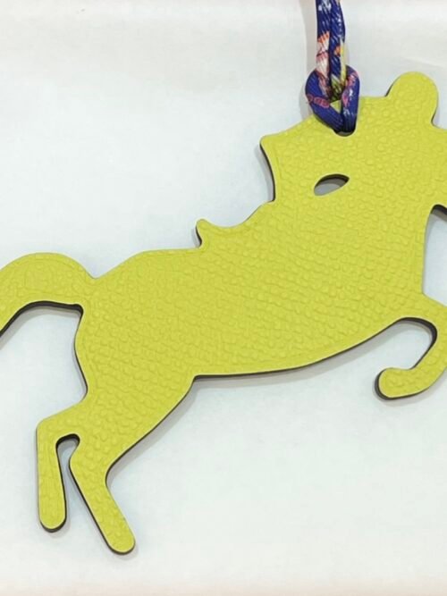 New Arrival Knight Horse Charm Lime Epsom Leather / Blue Saphir Togo Leather