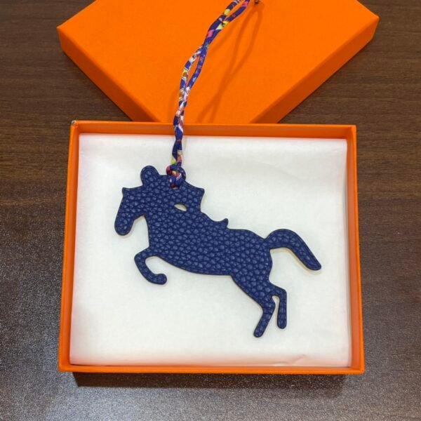 New Arrival Knight Horse Charm Lime Epsom Leather / Blue Saphir Togo Leather