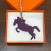 USA Washington Malachite Epsom Leather / Violet Togo Leather Knight Horse Charm