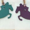 USA Washington Malachite Epsom Leather / Violet Togo Leather Knight Horse Charm