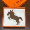 Full Handmade Knight Horse Charm Epsom Rouge Casaque / Togo Gold