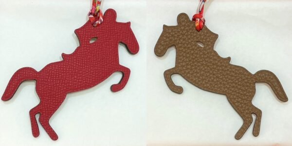 Full Handmade Knight Horse Charm Epsom Rouge Casaque / Togo Gold