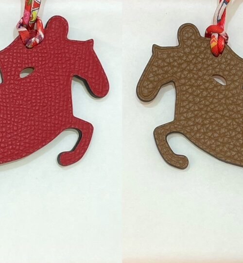 Full Handmade Knight Horse Charm Epsom Rouge Casaque / Togo Gold