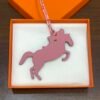 UK London 187 Factory Rose Confetti Epsom Leather / Togo Leather Dark Coffee Knight Horse Charm