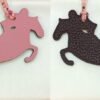 UK London 187 Factory Rose Confetti Epsom Leather / Togo Leather Dark Coffee Knight Horse Charm