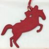 Full Handmade Knight Horse Charm Rouge Casaque Epsom Leather / Noir Togo Leather