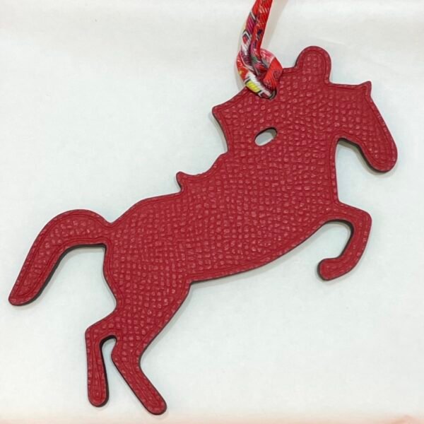 Full Handmade Knight Horse Charm Rouge Casaque Epsom Leather / Noir Togo Leather