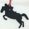 Full Handmade Knight Horse Charm Rouge Casaque Epsom Leather / Noir Togo Leather