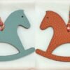 Full Handmade Trojan Horse Charm Epsom Blue Atoll / Togo Orange Bag Charm