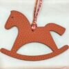 Full Handmade Trojan Horse Charm Epsom Blue Atoll / Togo Orange Bag Charm