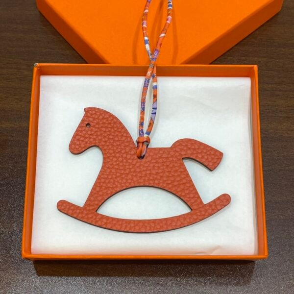 187 Factory Bag Charm Images Trojan Horse Charm Epsom Leather Rouge Casaque / Togo Leather Orange