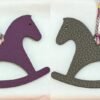 Full Handmade Violet Epsom Leather / Etoupe Togo Leather Trojan Horse Charm
