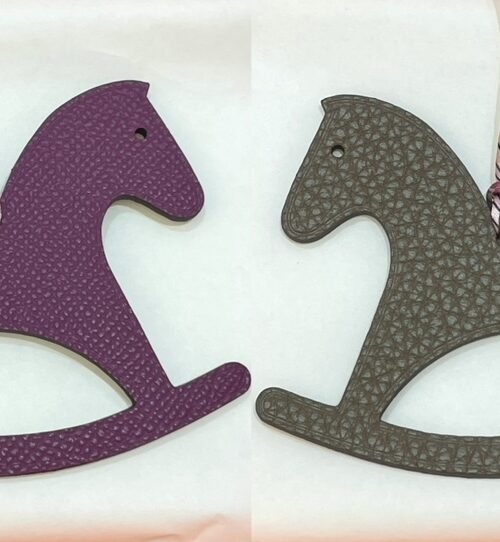 Full Handmade Violet Epsom Leather / Etoupe Togo Leather Trojan Horse Charm