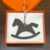 Full Handmade Violet Epsom Leather / Etoupe Togo Leather Trojan Horse Charm