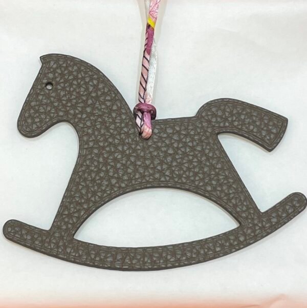 Full Handmade Violet Epsom Leather / Etoupe Togo Leather Trojan Horse Charm