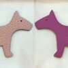 UK London Rose Eglantine Togo Leather / Rose Purple Epsom Leather Dog Charm