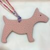 UK London Rose Eglantine Togo Leather / Rose Purple Epsom Leather Dog Charm