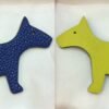 Full Handmade Dog Charm Togo Leather Blue Saphir / Epsom Leather Lime
