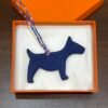 Full Handmade Dog Charm Togo Leather Blue Saphir / Epsom Leather Lime