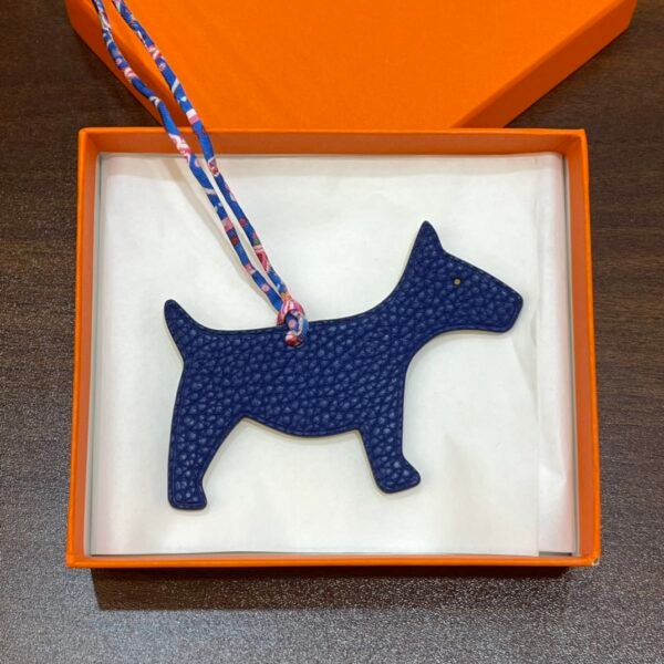 Full Handmade Dog Charm Togo Leather Blue Saphir / Epsom Leather Lime